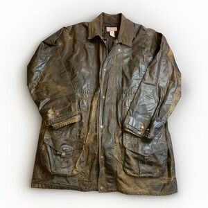 Vtg Filson Foul Weather Tin Cloth Waxed Field Jacket Men Size XXL Brown Lined US